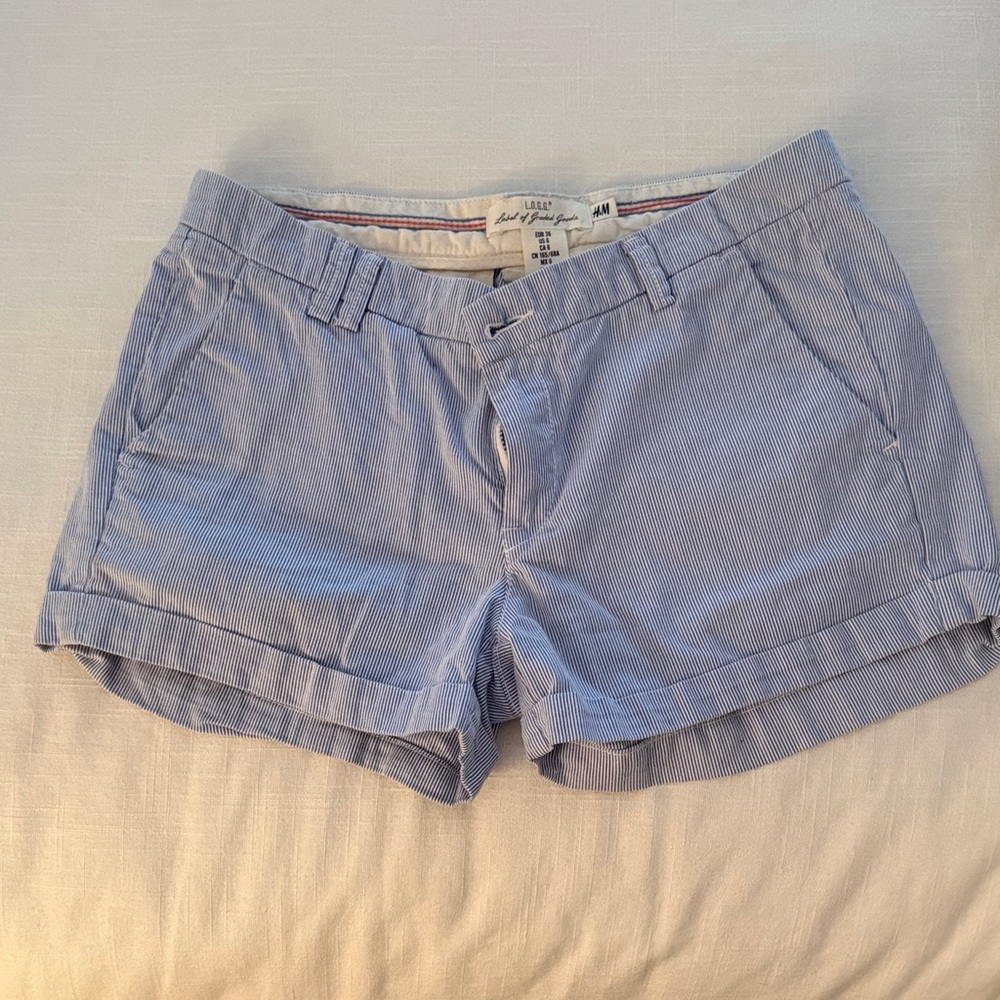 H&M Light Blue Striped Women's Shorts